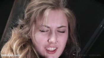 Cute brunette is shaking and crying from her atrocious bondage punishment